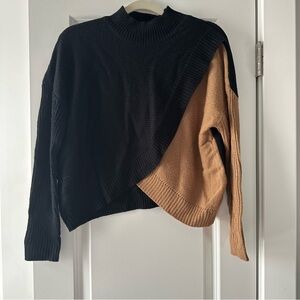 SHEIN Black and Brown Asymmetrical Sweater